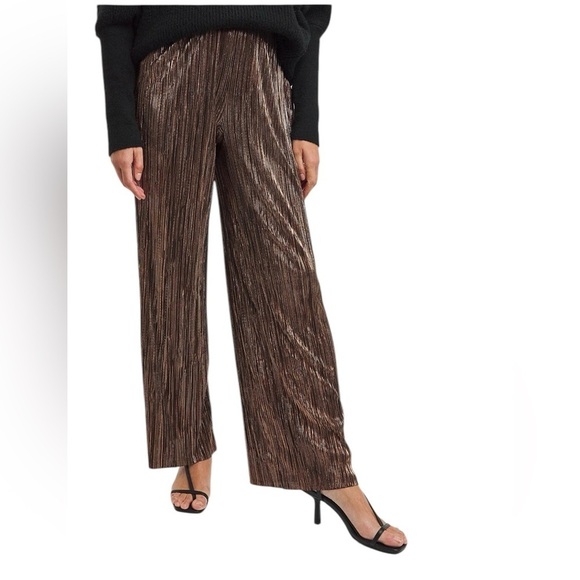 Plisse Pants Pull-On Metallic Pants Black/Gold/Brown NWOT Large Balletco… - Picture 10 of 12